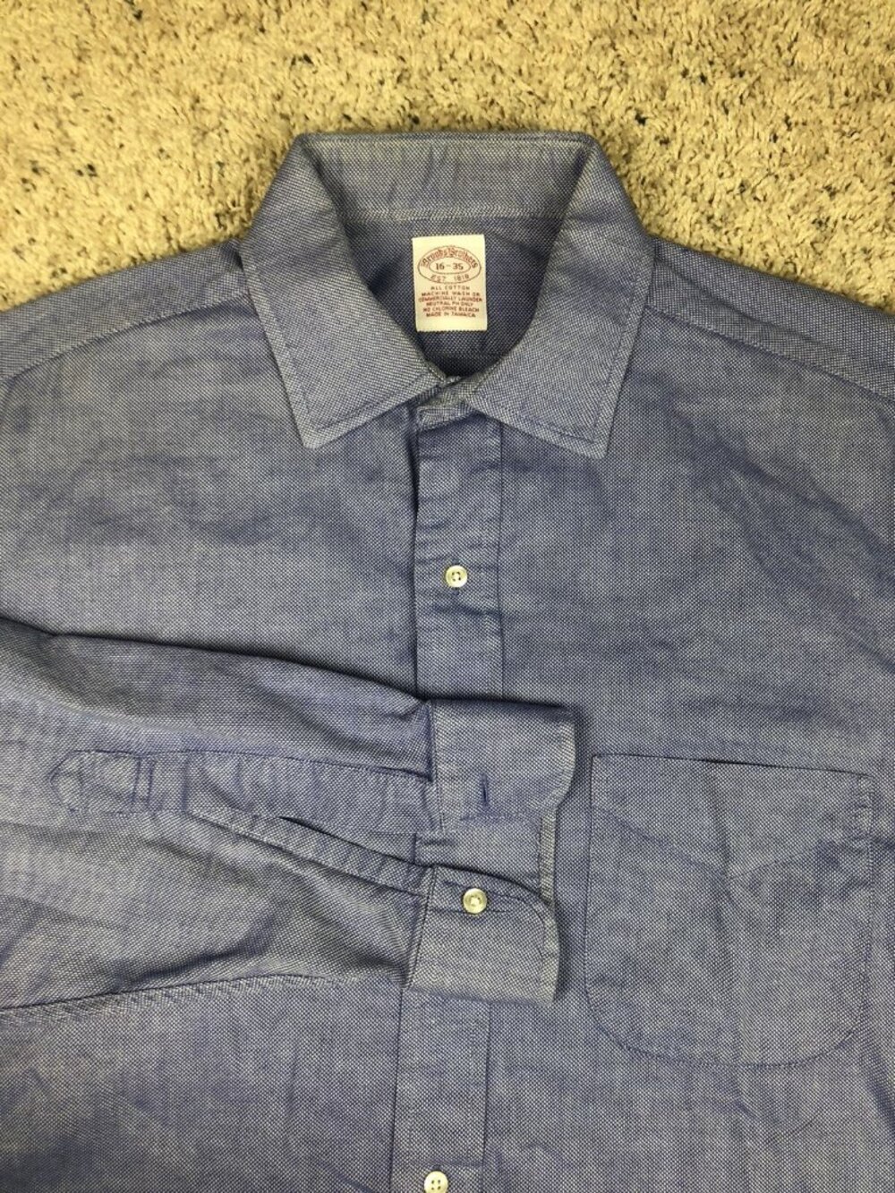 VTG Brooks Brothers Dress Shirt Men Size 16-35 Long Sleeve Button Up Cotton